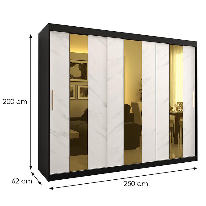 Szekrény Platinum Pole 250 fekete márvány/fehér