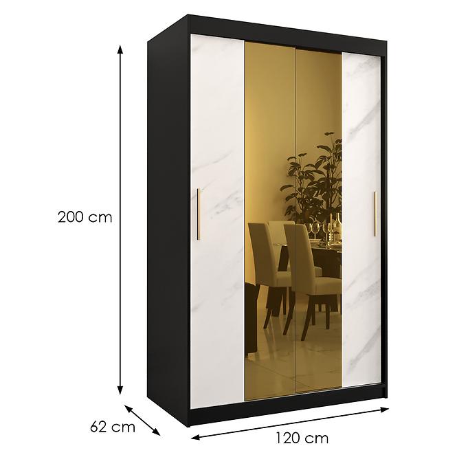 Szekrény Platinum T1 120 fekete márvány/fehér