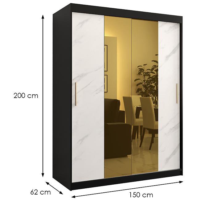 Szekrény Platinum T1 150 fekete márvány/fehér