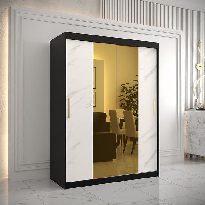 Szekrény Platinum T1 150 fekete márvány/fehér