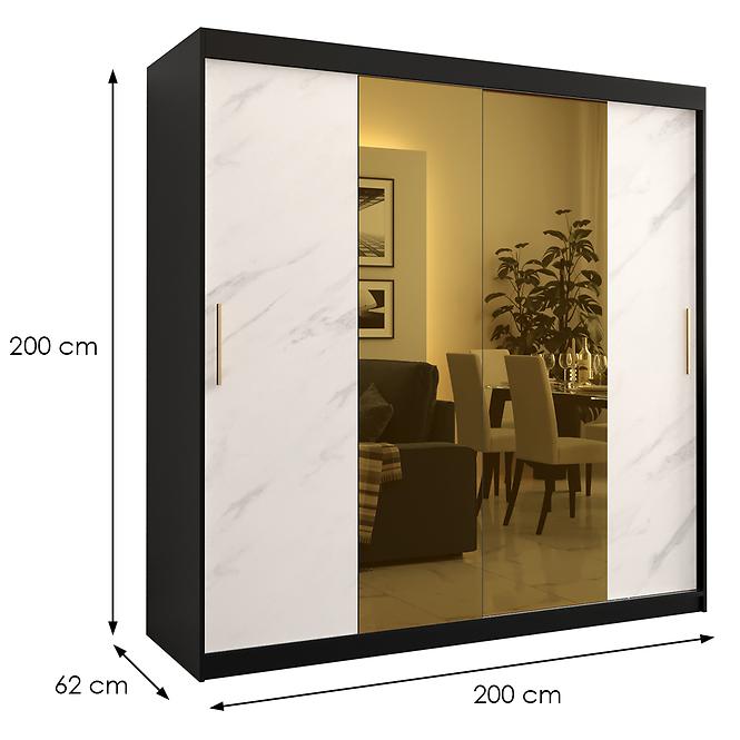 Szekrény Platinum T1 200 fekete márvány/fehér