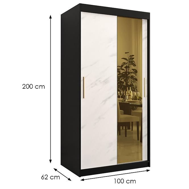 Szekrény Platinum T2 100 fekete márvány/fehér