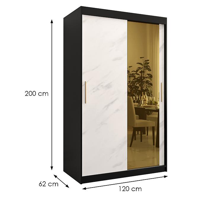 Szekrény Platinum T2 120 fekete márvány/fehér