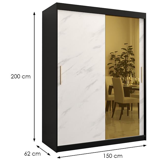 Szekrény Platinum T2 150 fekete márvány/fehér