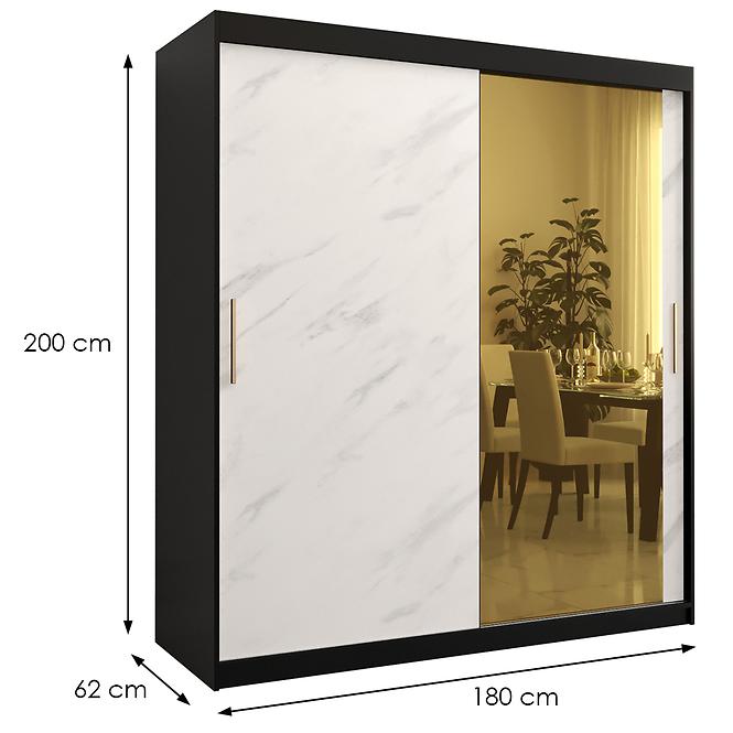Szekrény Platinum T2 180 fekete márvány/fehér,2
