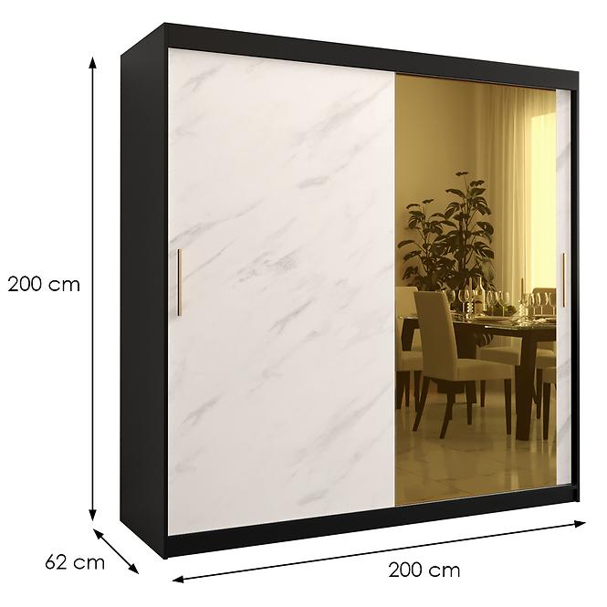 Szekrény Platinum T2 200 fekete márvány/fehér
