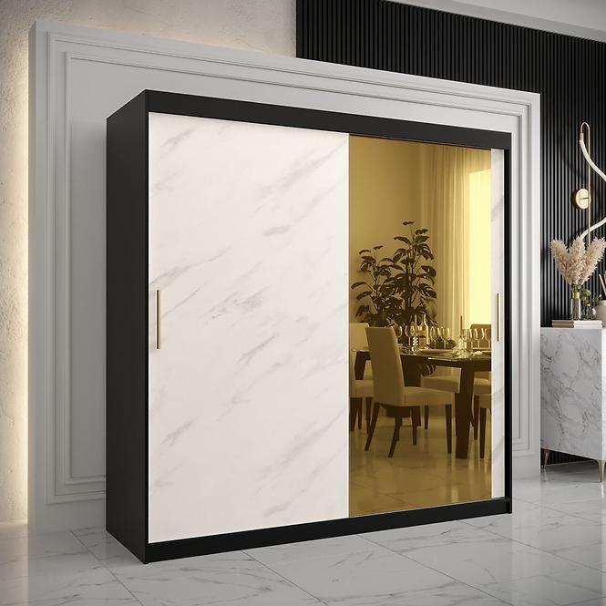 Szekrény Platinum T2 200 fekete márvány/fehér