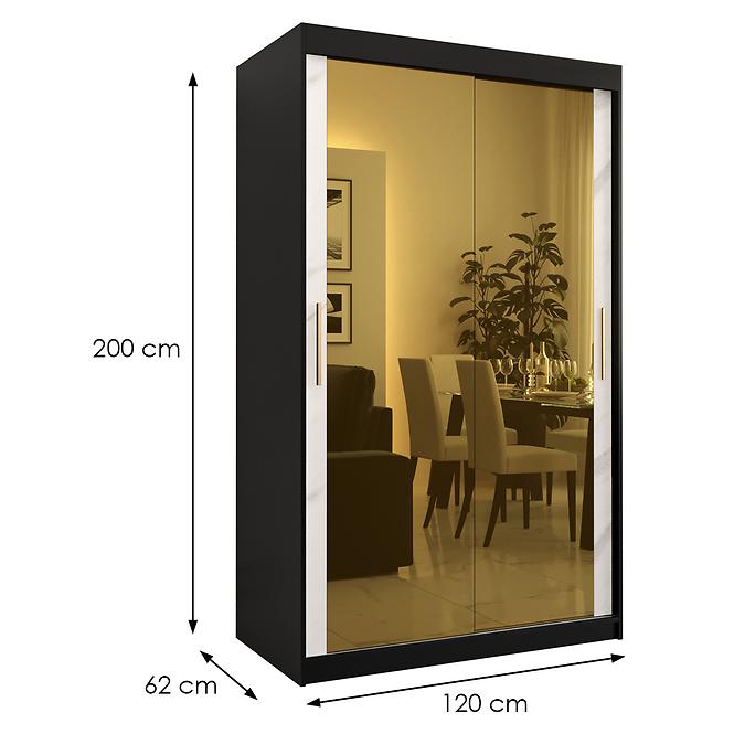 Szekrény Platinum T3 120 fekete márvány/fehér