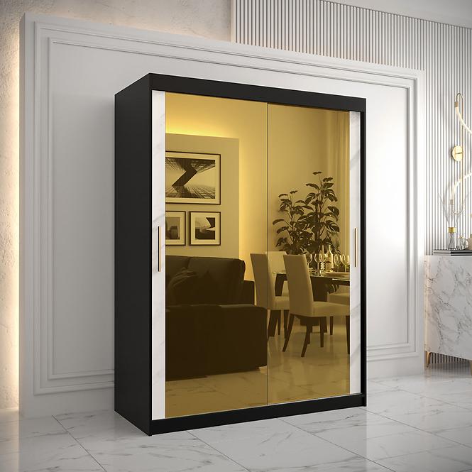 Szekrény Platinum T3 150 fekete márvány/fehér