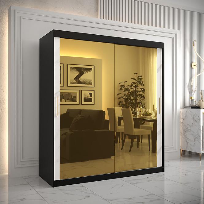 Szekrény Platinum T3 180 fekete márvány/fehér