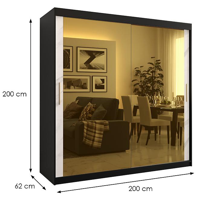 Szekrény Platinum T3 200 fekete márvány/fehér