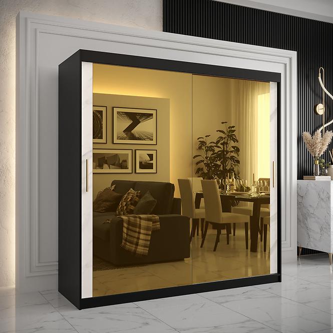 Szekrény Platinum T3 200 fekete márvány/fehér