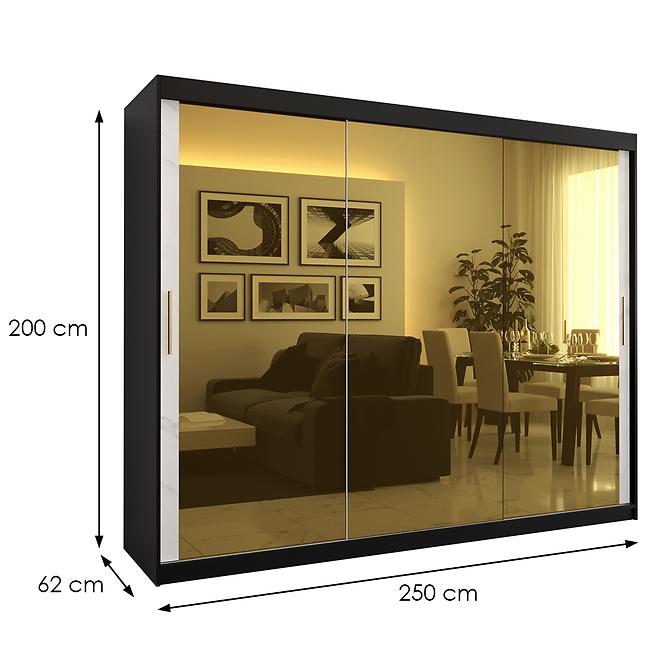 Szekrény Platinum T3 250 fekete márvány/fehér