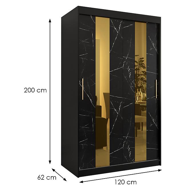 Szekrény Platinum Pole 120 fekete márvány/fekete
