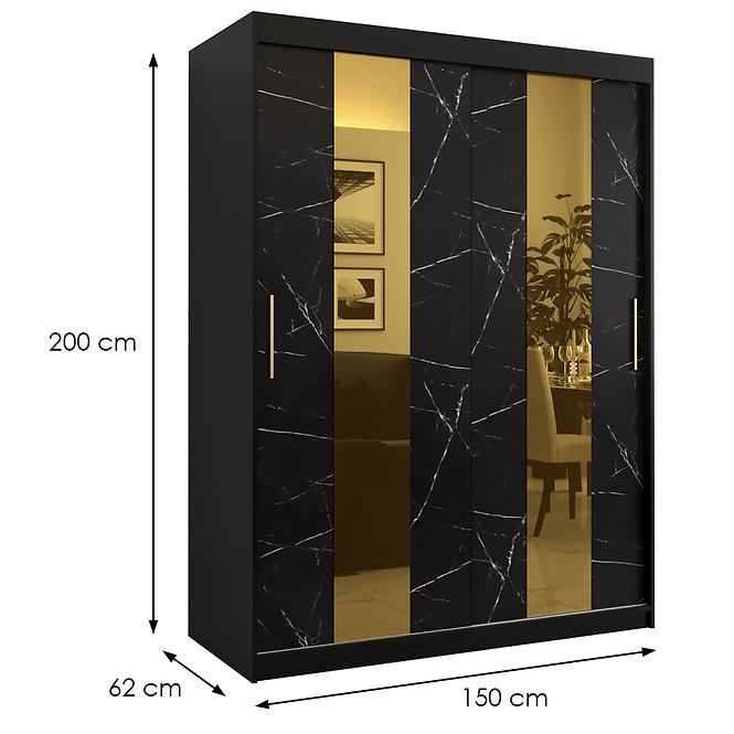 Szekrény Platinum Pole 150 fekete márvány/fekete