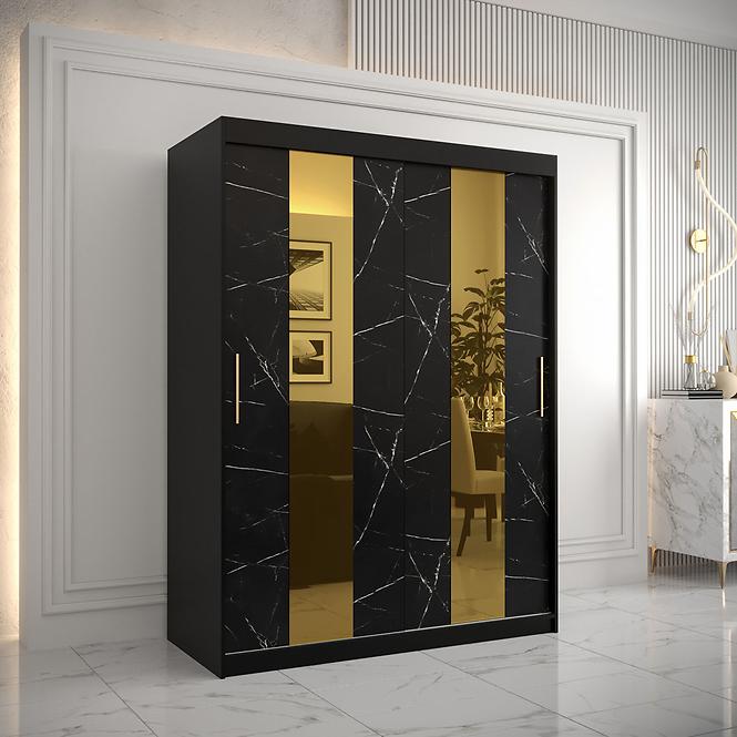 Szekrény Platinum Pole 150 fekete márvány/fekete