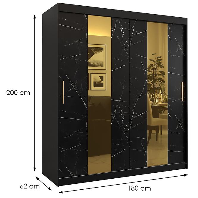 Szekrény Platinum Pole 180 fekete márvány/fekete