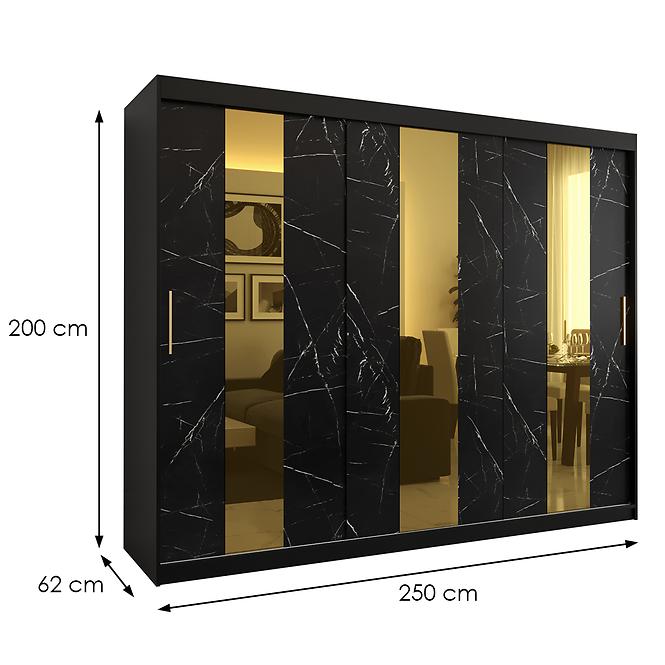 Szekrény Platinum Pole 250 fekete márvány/fekete