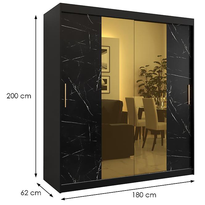 Szekrény Platinum T1 180 fekete márvány/fekete