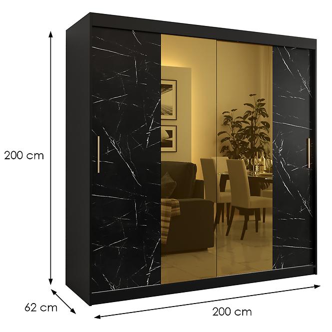 Szekrény Platinum T1 200 fekete márvány/fekete
