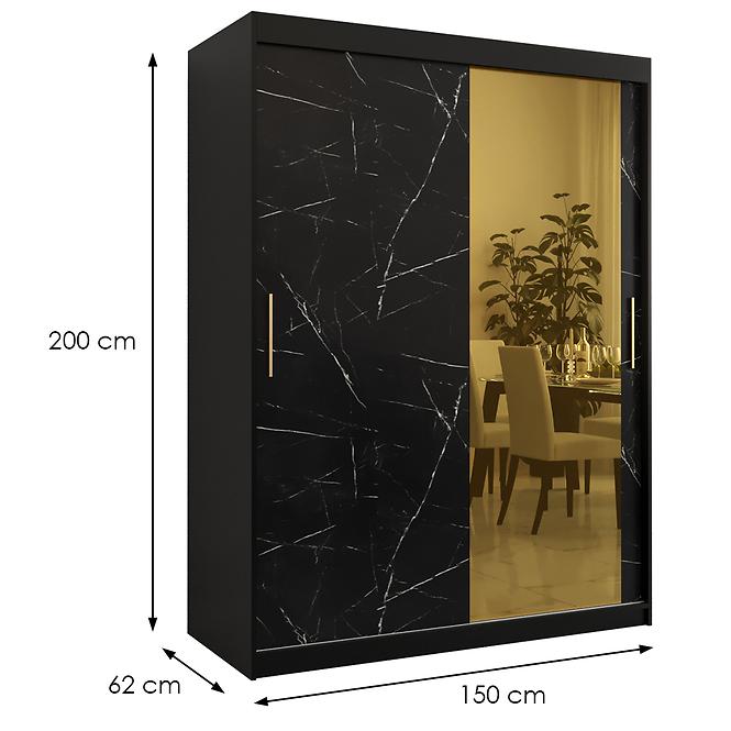 Szekrény Platinum T2 150 fekete márvány/fekete