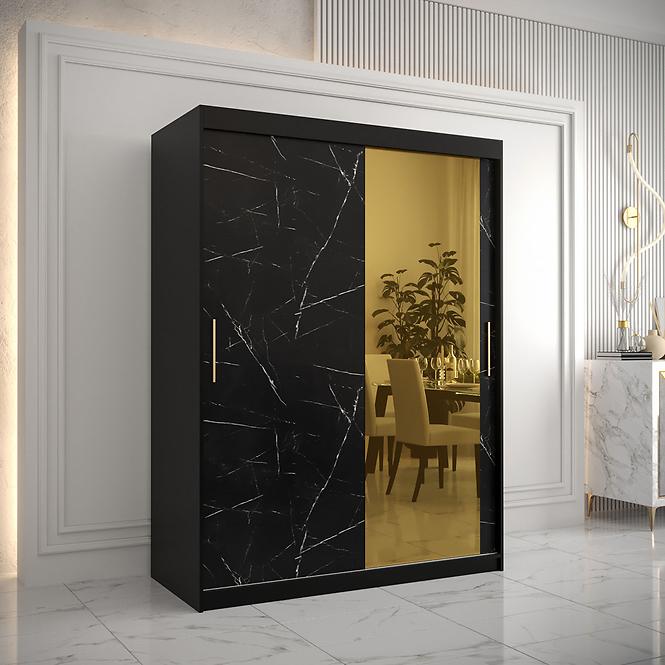 Szekrény Platinum T2 150 fekete márvány/fekete