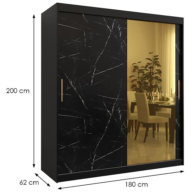 Szekrény Platinum T2 180 fekete márvány/fekete