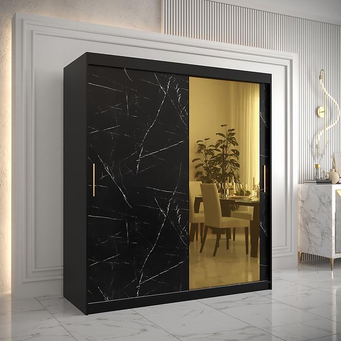 Szekrény Platinum T2 180 fekete márvány/fekete