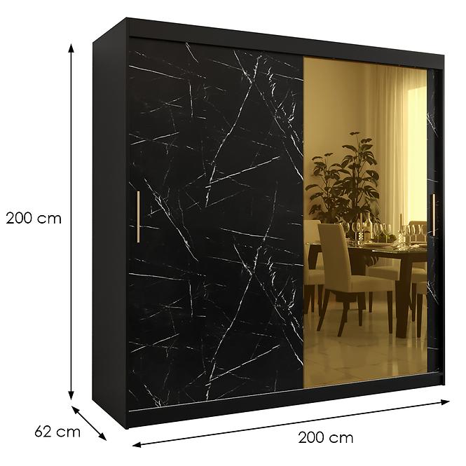 Szekrény Platinum T2 200 fekete márvány/fekete