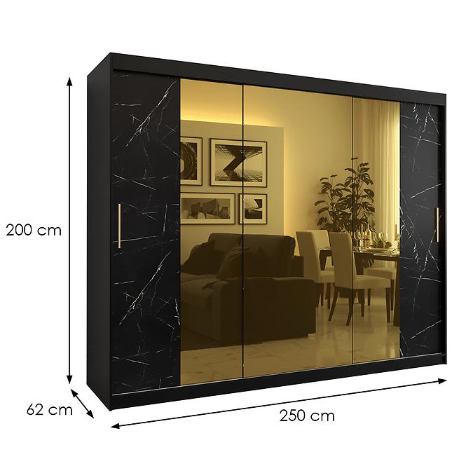 Szekrény Platinum T2 250 fekete márvány/fekete