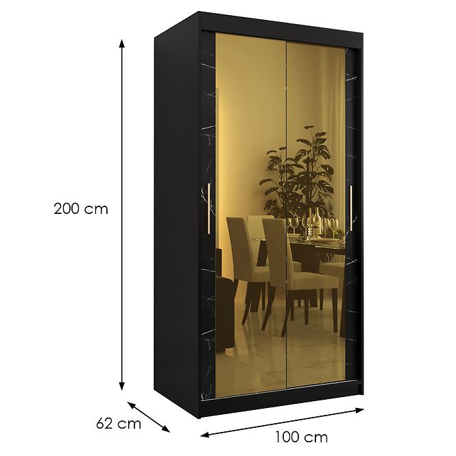 Szekrény Platinum T3 100 fekete márvány/fekete