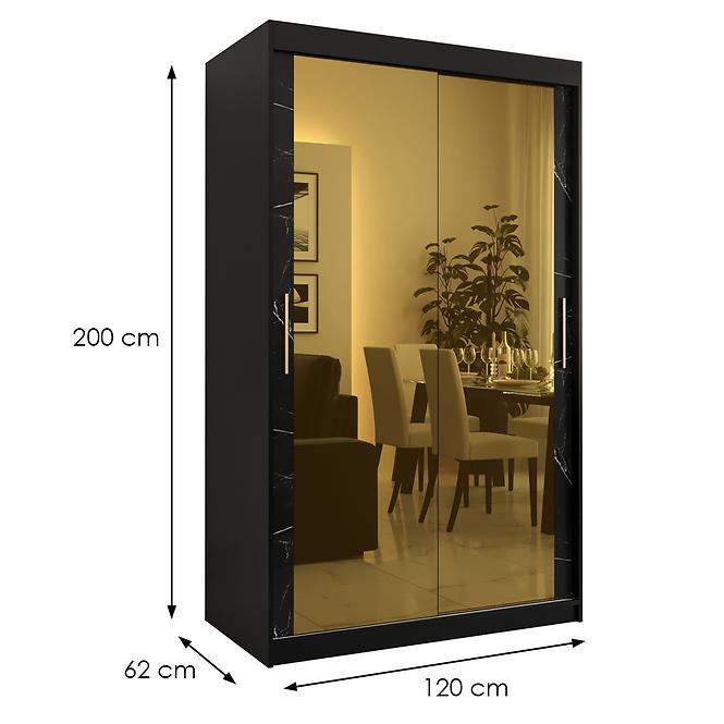 Szekrény Platinum T3 120 fekete márvány/fekete