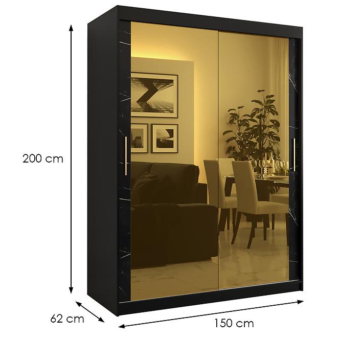 Szekrény Platinum T3 150 fekete márvány/fekete
