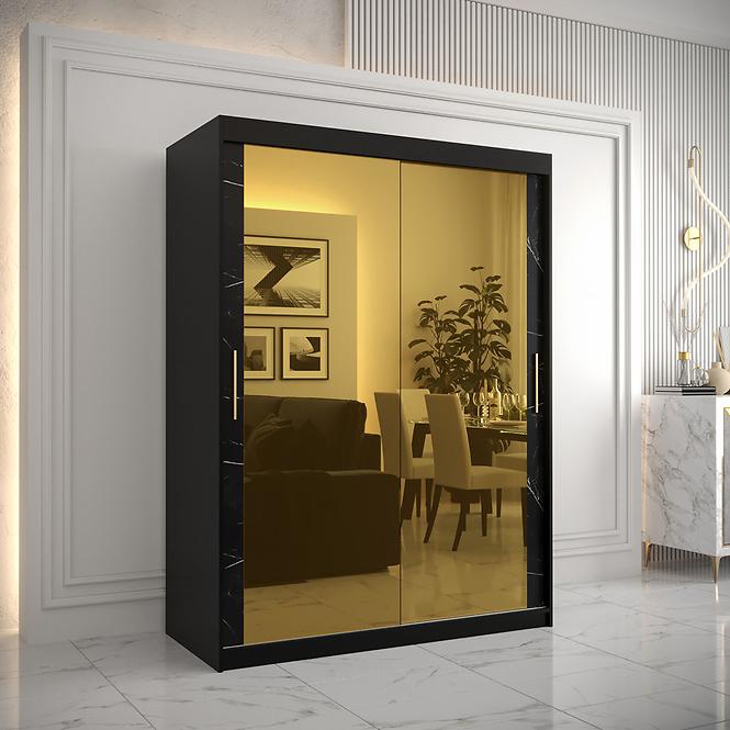 Szekrény Platinum T3 150 fekete márvány/fekete