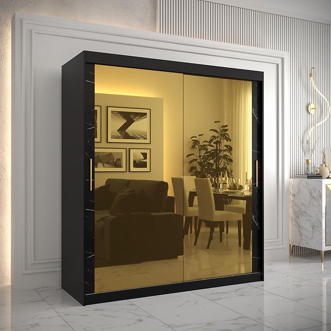 Szekrény Platinum T3 180 fekete márvány/fekete