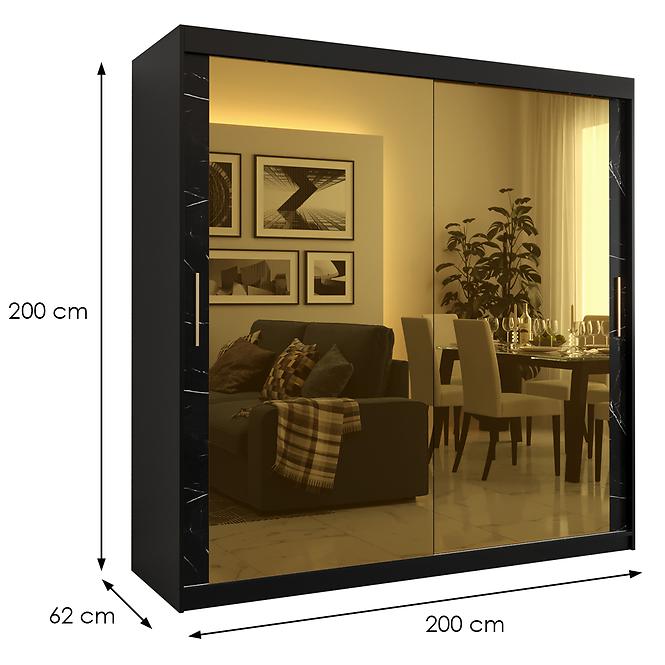 Szekrény Platinum T3 200 fekete márvány/fekete