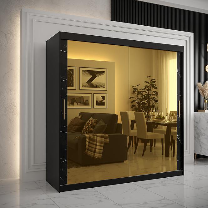 Szekrény Platinum T3 200 fekete márvány/fekete