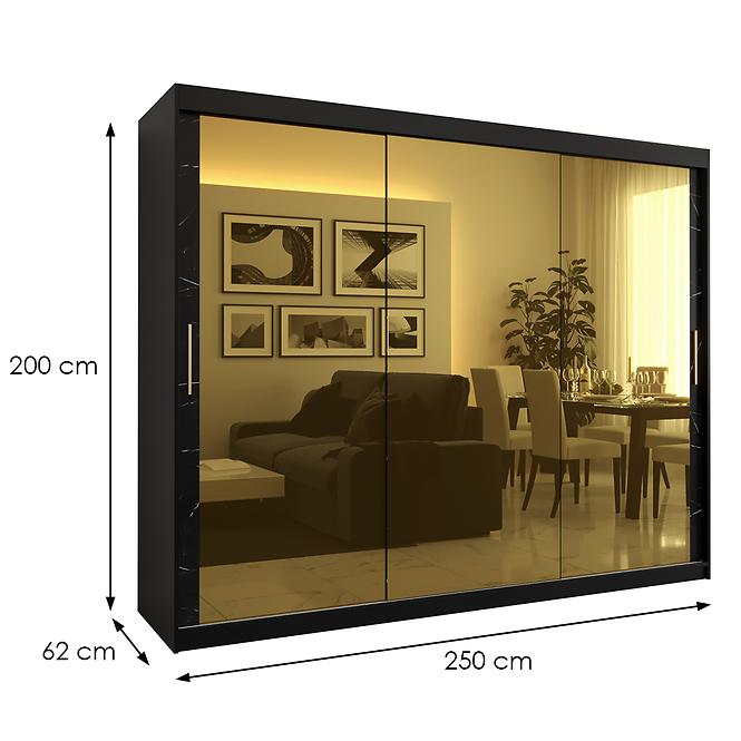 Szekrény Platinum T3 250 fekete márvány/fekete