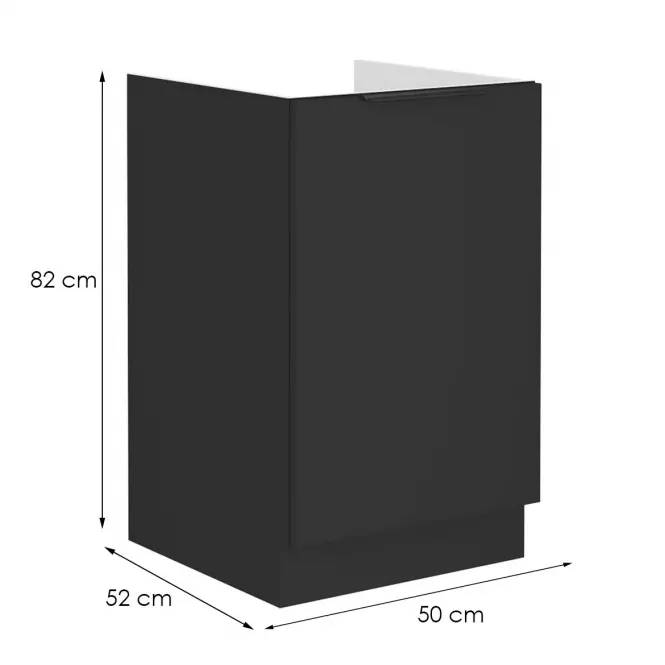Konyhaszekrény Siena fekete matt 50zl 1f bb,2