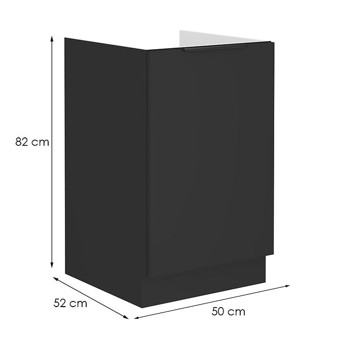 Konyhaszekrény Siena fekete matt 50zl 1f bb,2