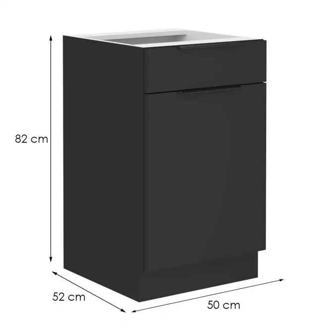 Konyhaszekrény Siena fekete matt 50d 1f 1s bb,2