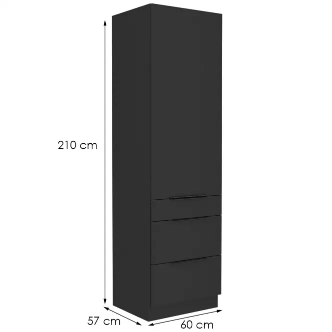 Konyhaszekrény Siena fekete matt 60dks-210 1f 3s