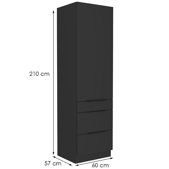 Konyhaszekrény Siena fekete matt 60dks-210 1f 3s