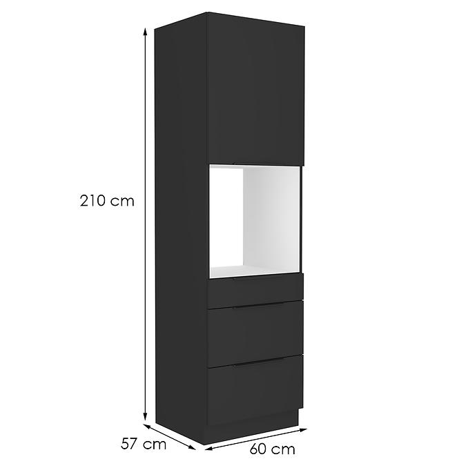 Konyhaszekrény Siena fekete matt 60dps-210 1f 3s,2