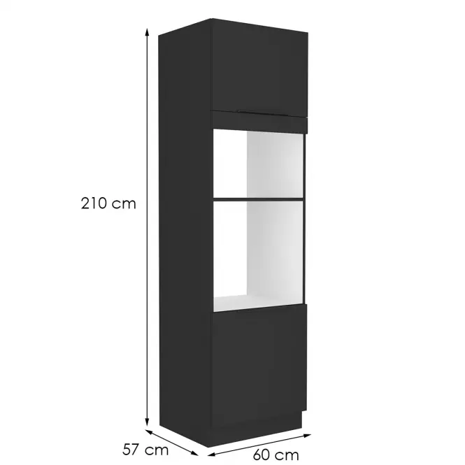 Konyhaszekrény Siena fekete matt 60dpm-210 2f,2