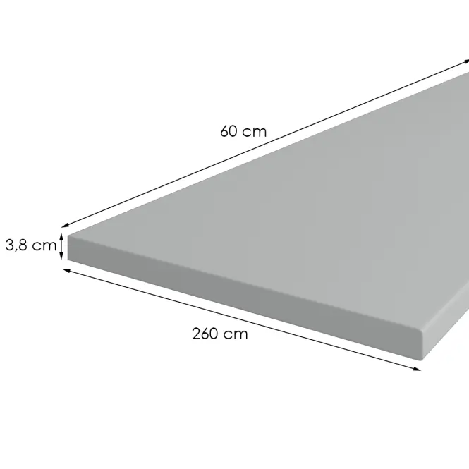 Konyhai munkalap 260 cm/38 mm Inox szürke F76112,2