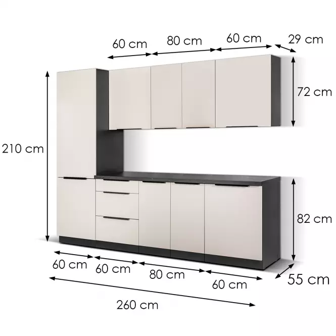 Konyhabútor Arona Cashmere 260