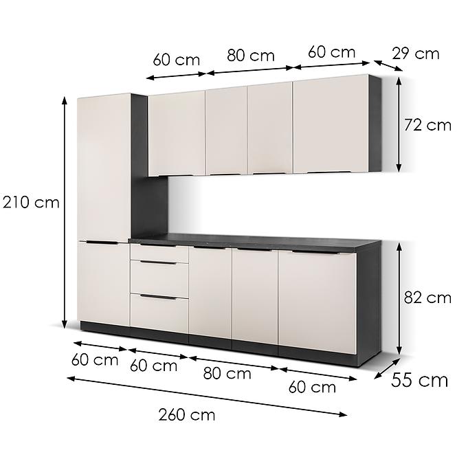 Konyhabútor Arona Cashmere 260