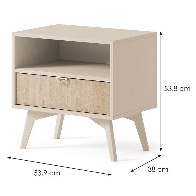 Éjjeliszekrény Forest S54 homokbézs/ halszálkás scandi,2