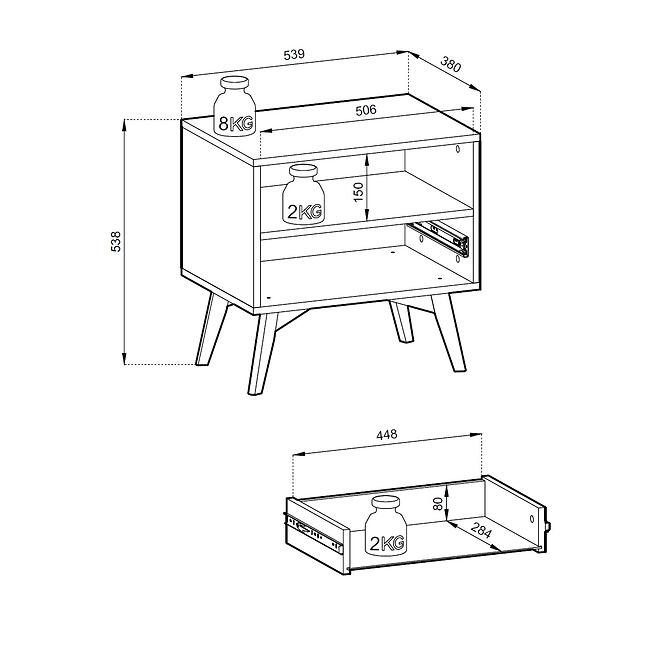 Éjjeliszekrény Forest S54 homokbézs/ halszálkás scandi,10